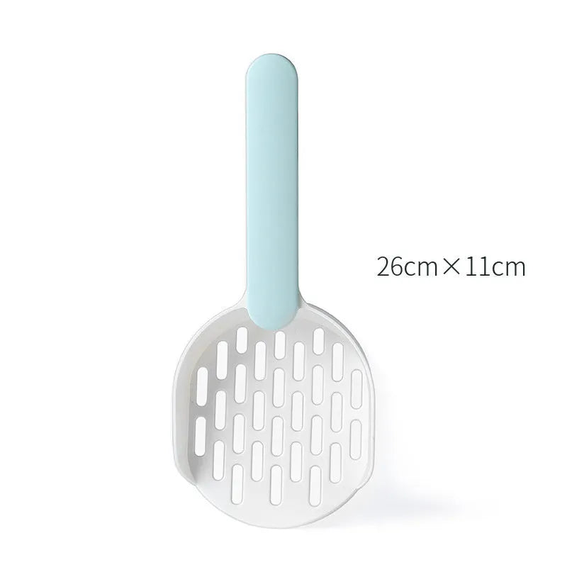 Blue plastic cat litter shovel scoop for cleaning litter boxes and cat toilets