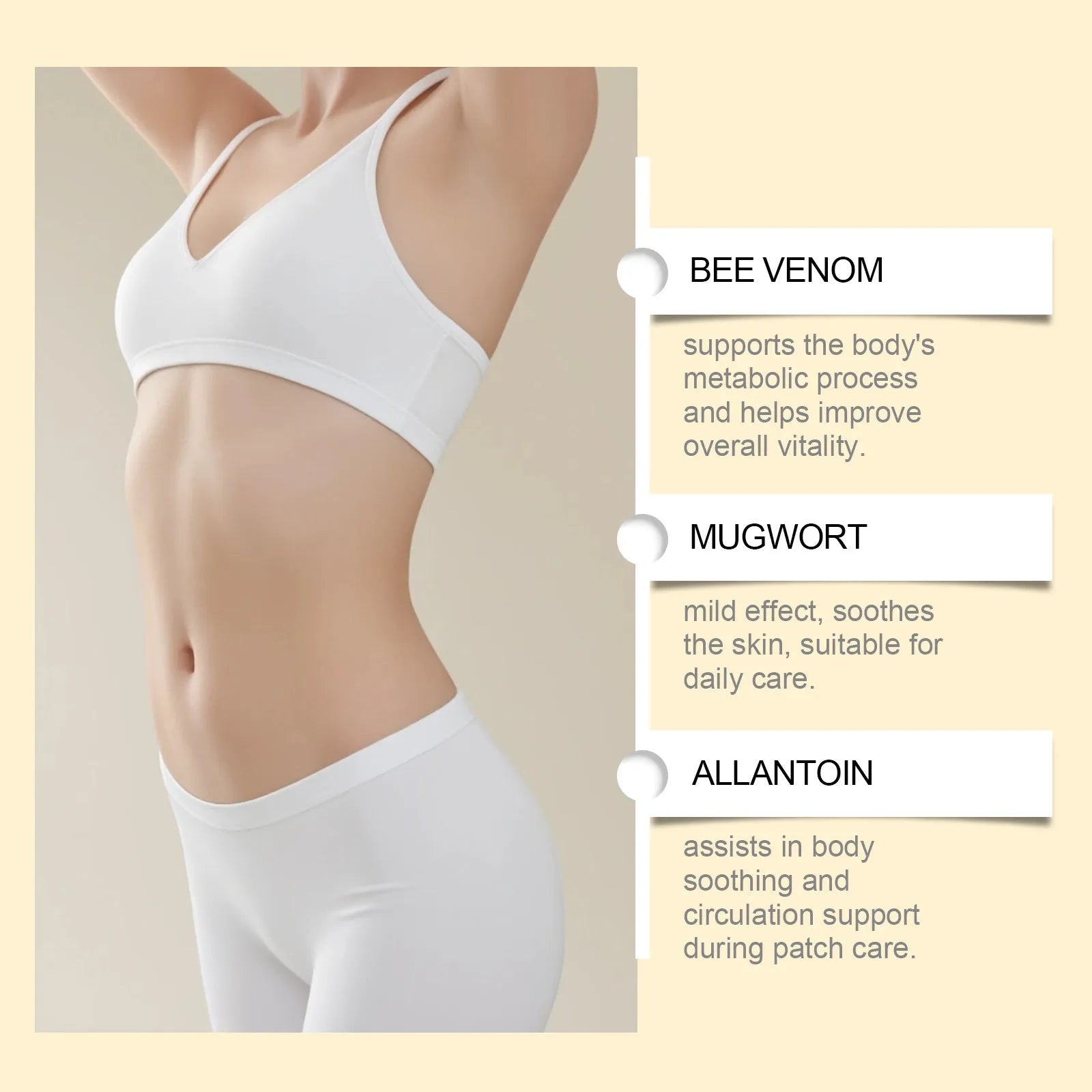 Pack of 10 herbal bee venom and argy wormwood navel stickers for body contouring
