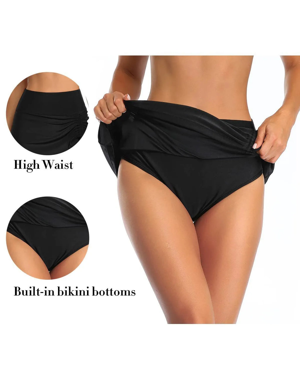 Women's solid colour lace swimming trunks in briefs style, shown in a selection of available colours.