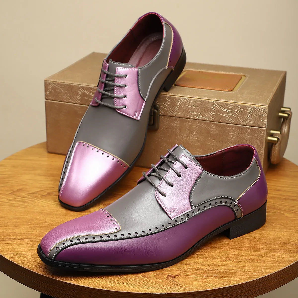 Men's low-top business casual shoes in artificial PU with EVA sole and leather detailing