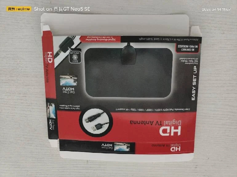 Mini HDTV indoor antenna for European and American digital TV with black box packaging