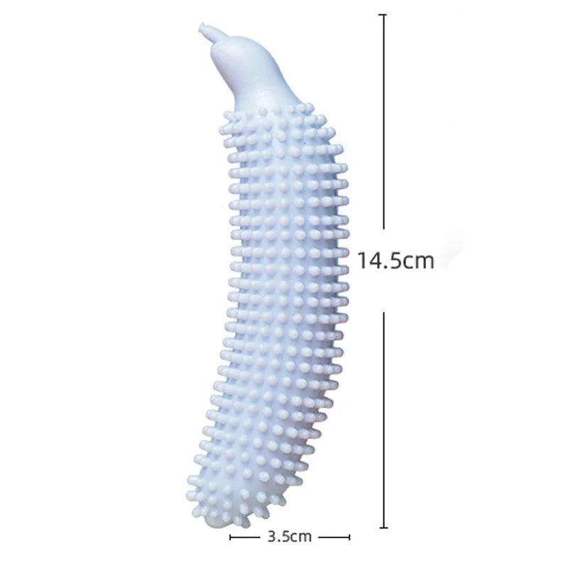 Cucumber-shaped dog chew toy in TPR material for teething relief and interactive training