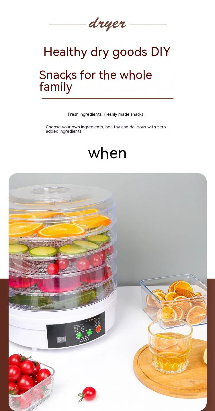 Five-layer stainless steel household food dehydrator with UK plug for kitchen food drying
