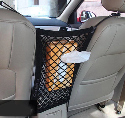 Elastic car pet safety net for dogs, black nylon mesh with strong hooks