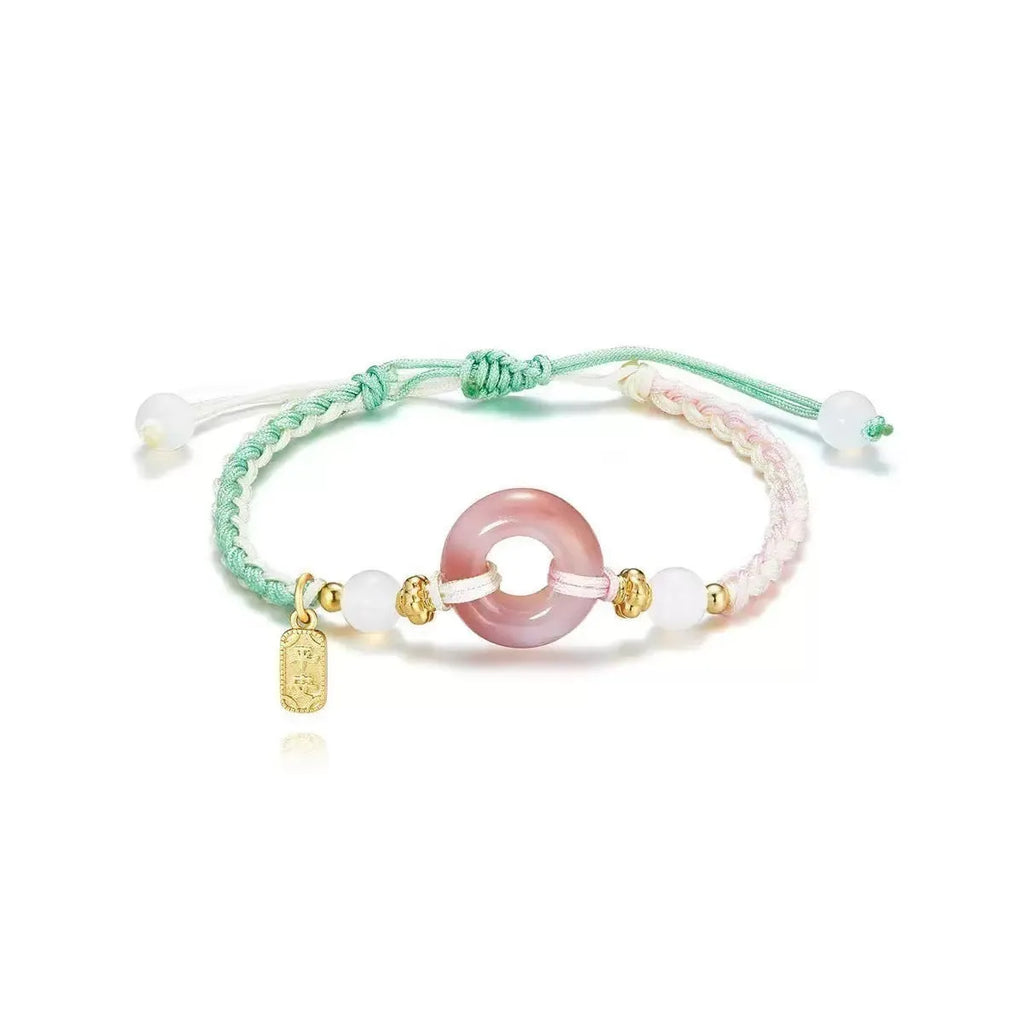 Women's peach blossom pattern woven watch band in green, pink and black colour options