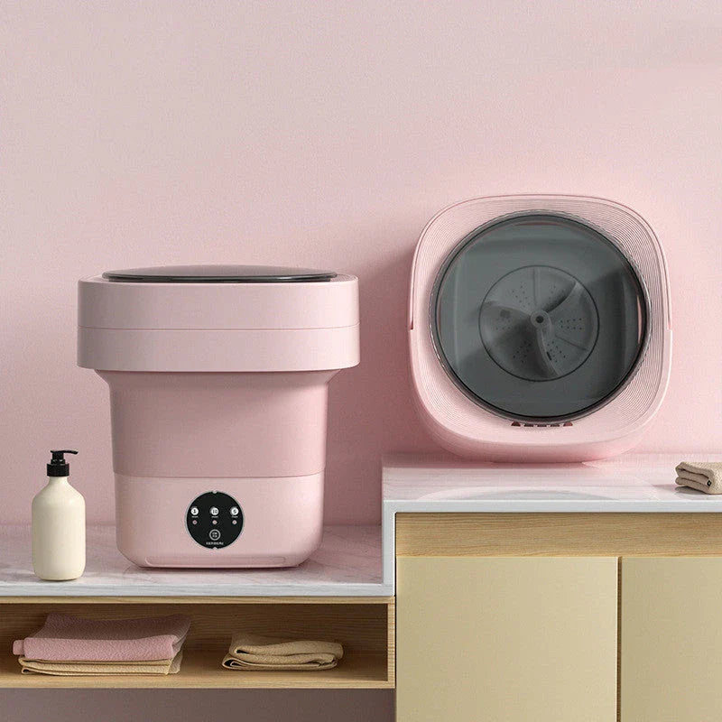 Compact and portable washing machine for small spaces, with hands-on scrubbing and semi-automatic timer function