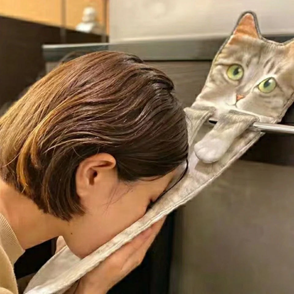 Long cat shape hand towels in various colors for bathroom and kitchen use