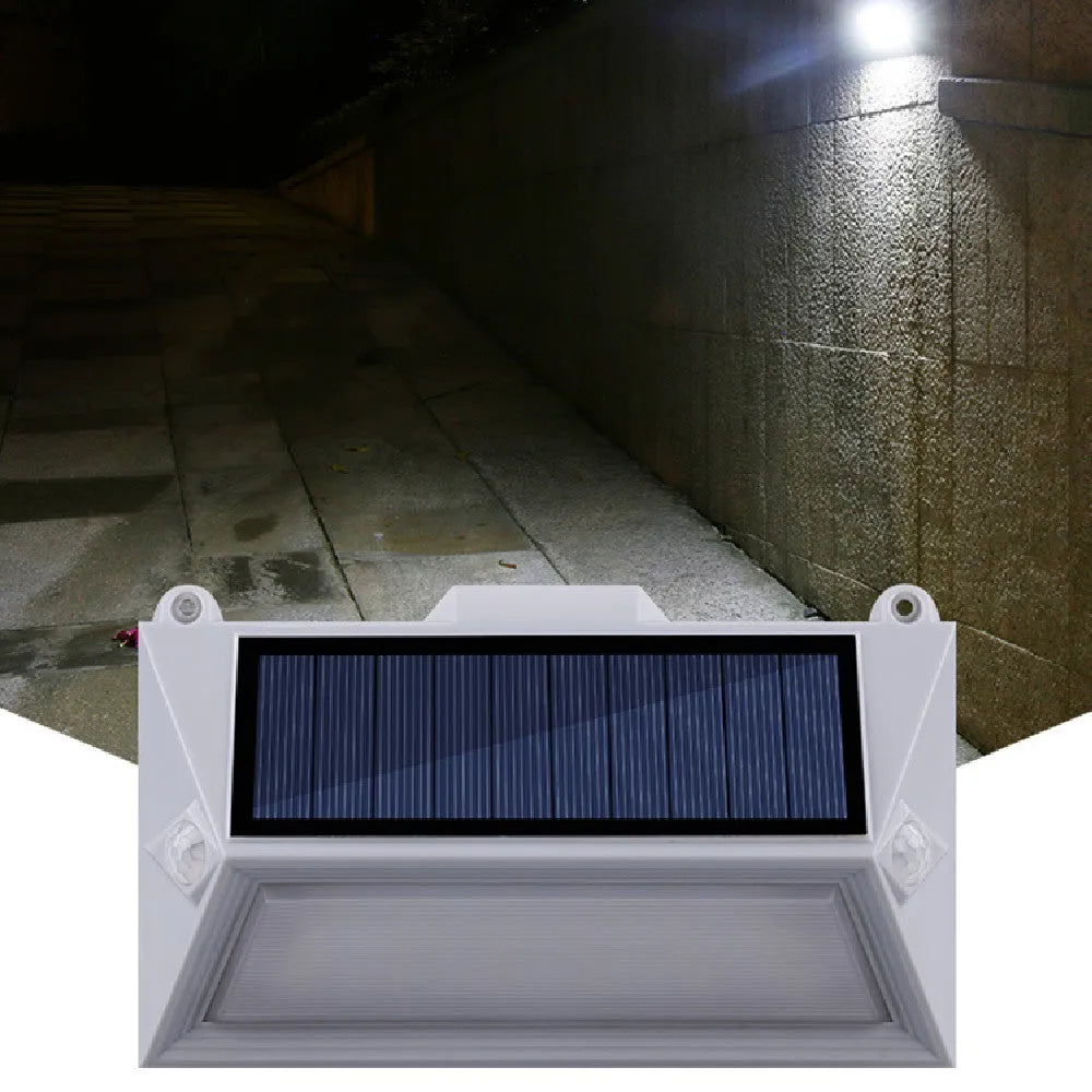 Solar outdoor human body induction step light with wall mount and LED illumination