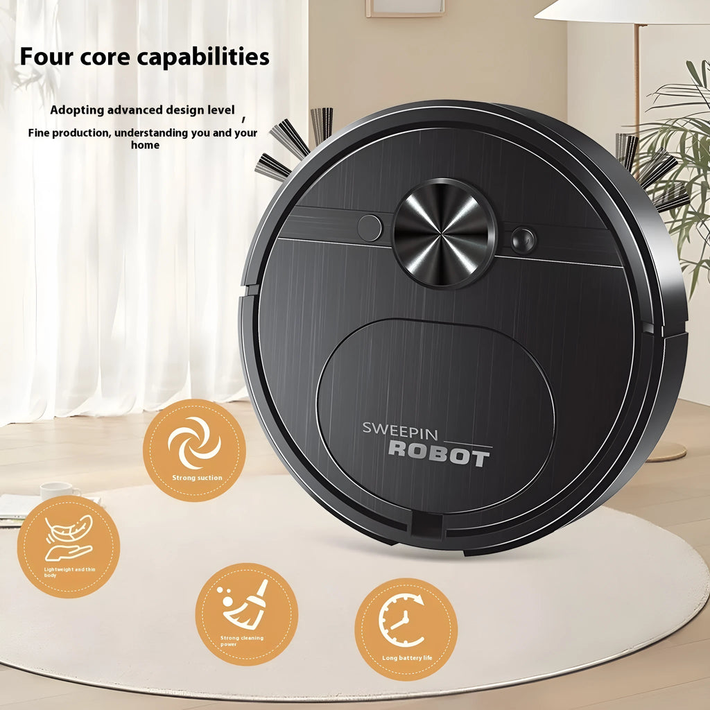 8023 Series robot vacuum cleaner and mop in black or white, with charging cable and cleaning accessories.