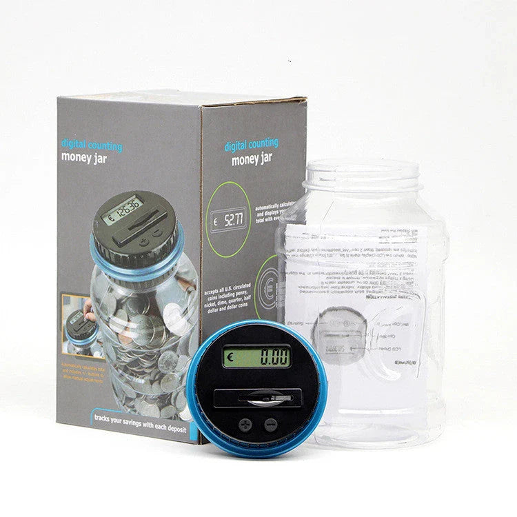 Electronic digital counting coin money saving box with LCD display