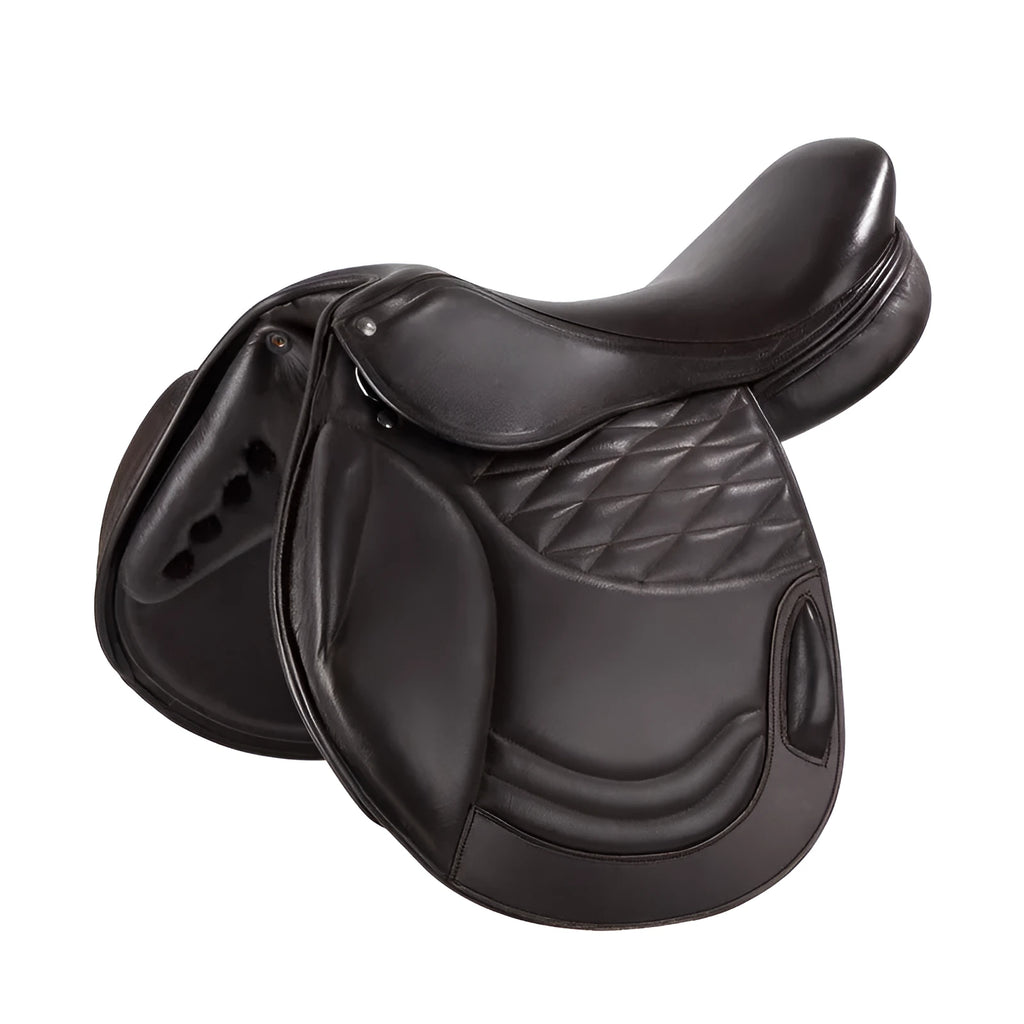 17-inch cowhide equestrian saddle in black colour for horse riding