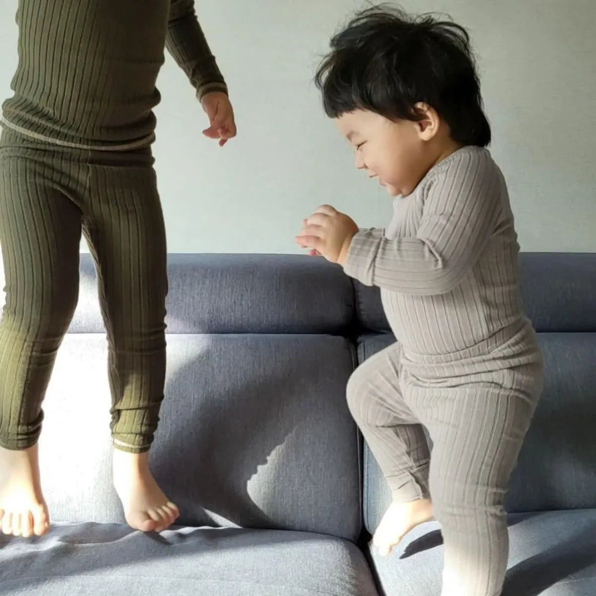 Soft glutinous cotton thick sunken stripe two-piece set with hat for baby toddler, pullover design, solid colour options