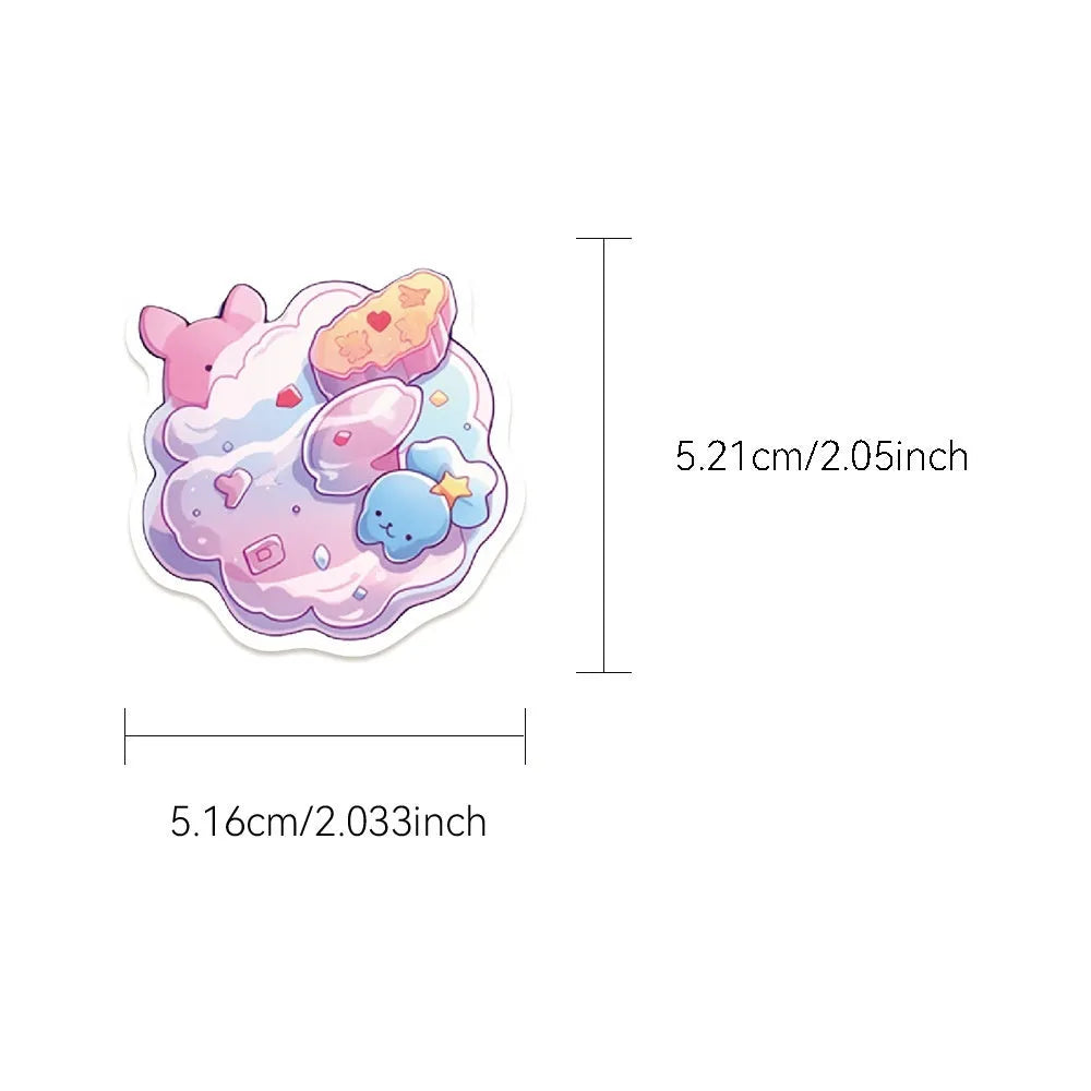 Pack of 50 sheets of colourful fresh candy small object waterproof decorative stickers.