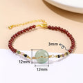 Chinese crystal agate bracelet with garnet safety buckle and round beads