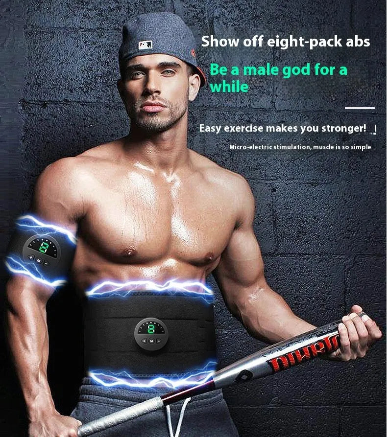 Electronic fitness shaping belt with display screen for waist and abdomen workouts.