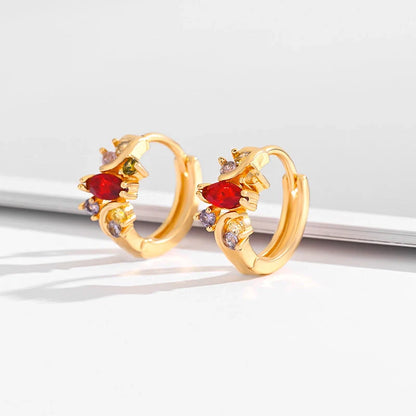 Gold-plated square crystal zircon earrings for women, versatile and elegant design