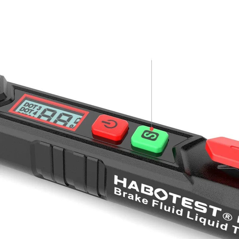 Digital LCD display brake fluid tester pen with two test pins and included batteries