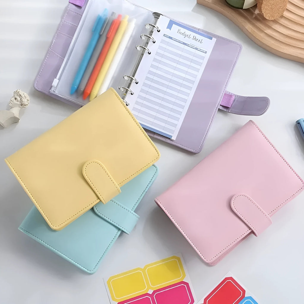 A5 PU leather zippered notebook shell in a solid colour, shown closed and flat.