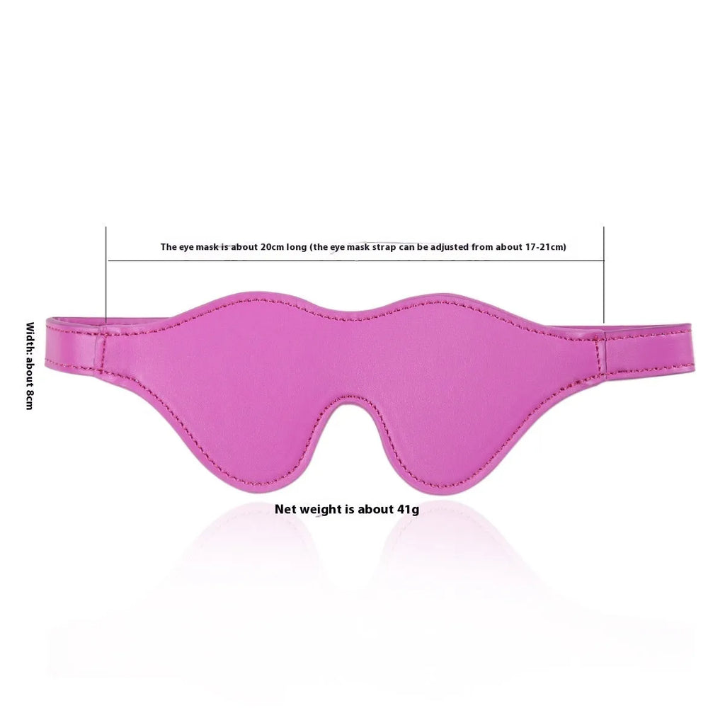 Women's leather eye mask with metal studs and adjustable Velcro strap in five colour options