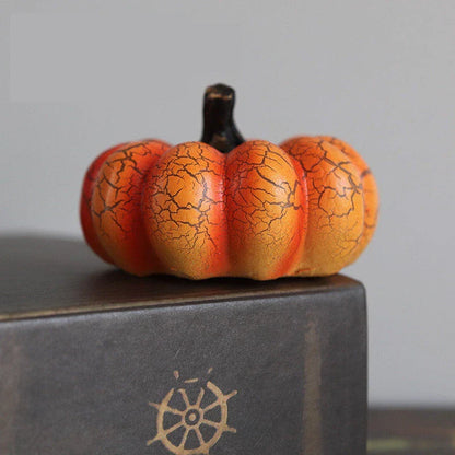 Realistic resin pumpkin lantern with LED lights, perfect for Halloween decor and celebrations