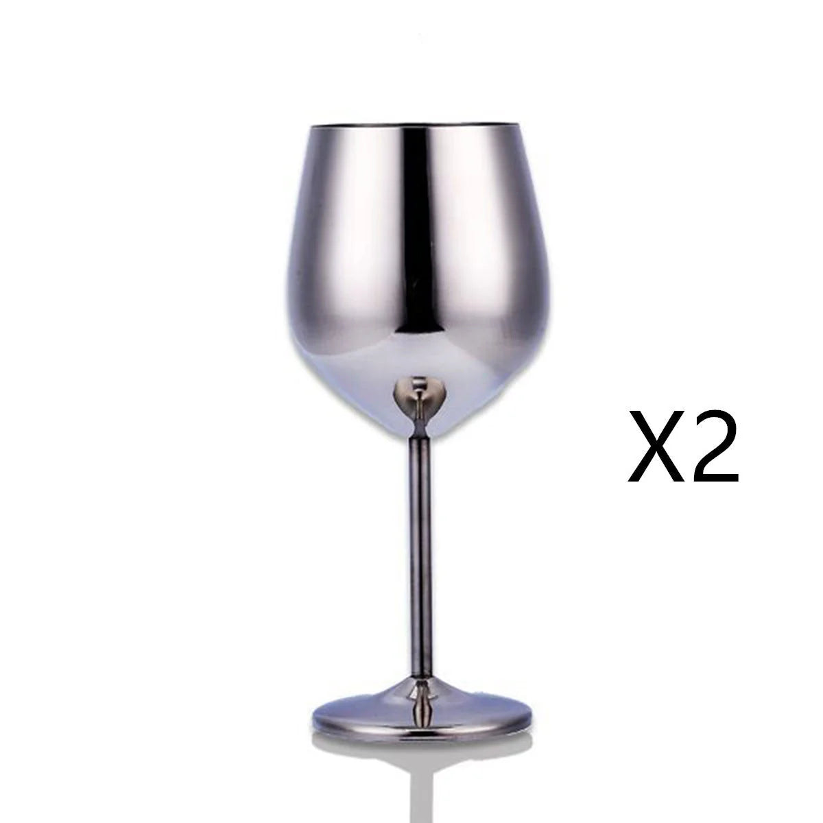 Stainless steel wine glass with golden finish and 520ml capacity