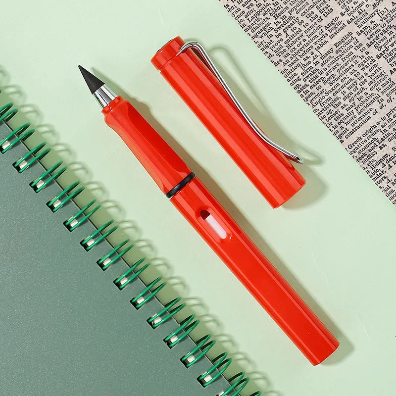Inkless eternal pencil plastic writing pen with HB lead in classic black colour cartoon style