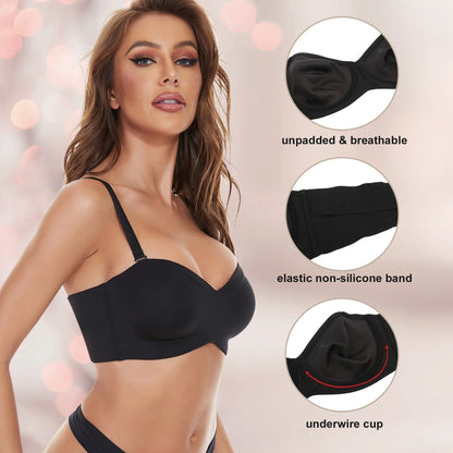 Invisible Seamless Wireless Push-Up Bra with Steel Ring in Black and Skin Tone Colors