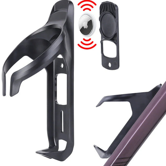 Bicycle water bottle cage with anti-theft screws and concealed Airtag tracking compartment
