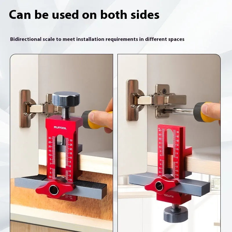 Aluminium alloy cabinet door installation aid with 10mm diamond suit adjustment mechanism