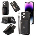 Blue phone case protective sleeve crossbody with magnetic closure, bracket stand, and card slot for iPhone models