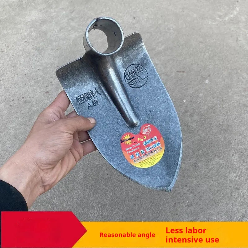 Agricultural steel horse pointed hoe tool with a flat hoe design and stainless steel construction.
