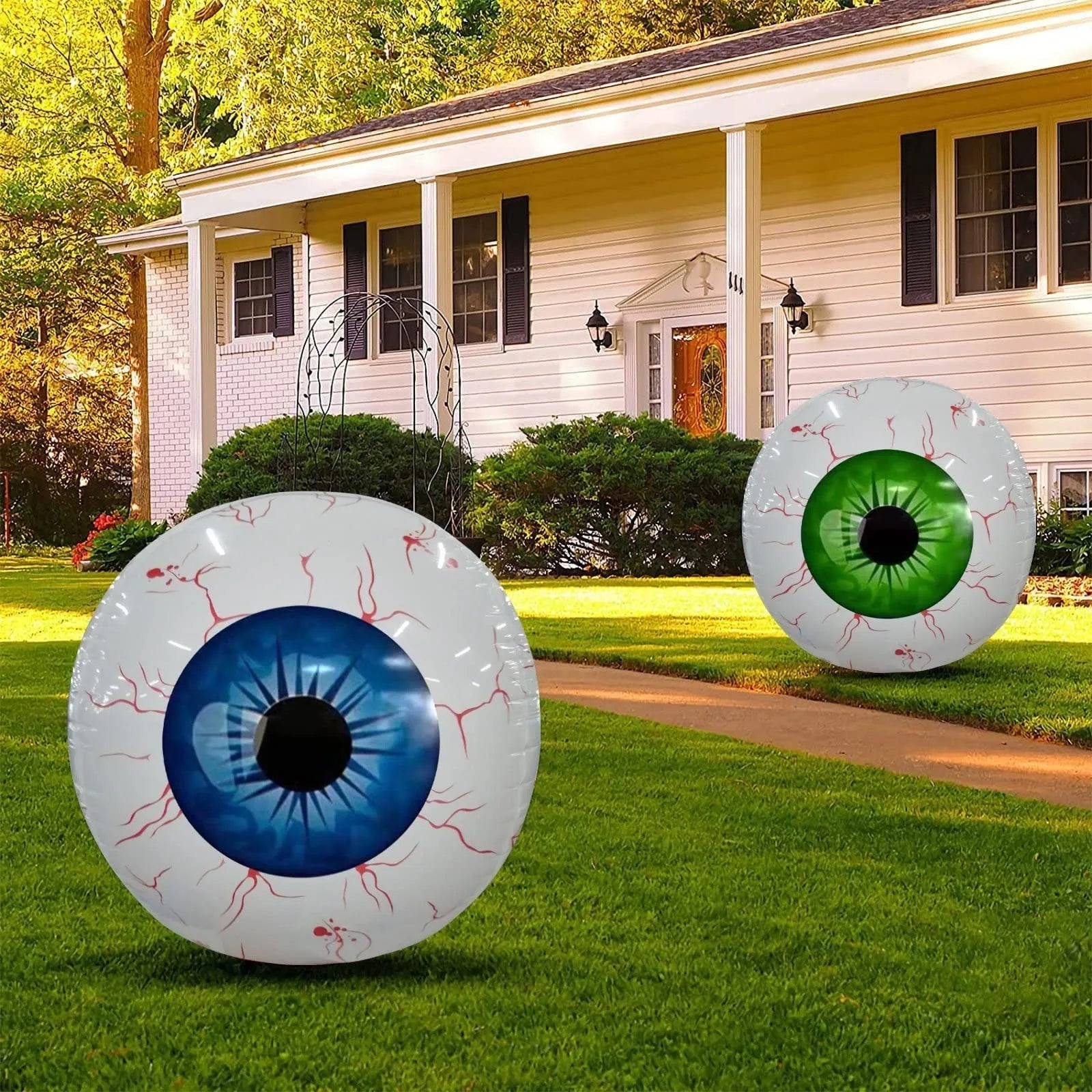 Halloween eyeball balloon with bloodshot pattern design in green, blue or red options