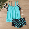 Women's high-waisted polka dot boxer swimsuit in black, available in sizes S to 5XL.