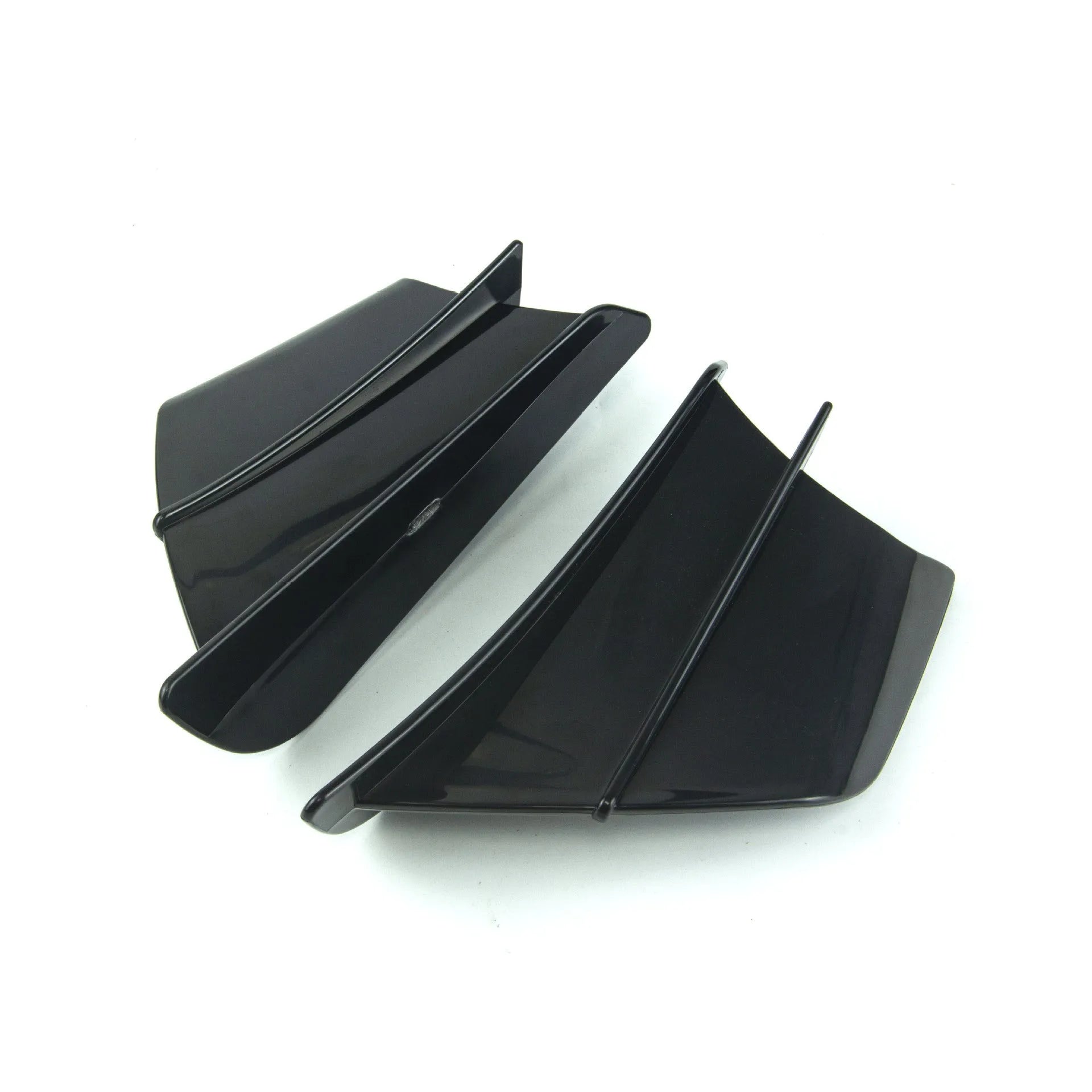 Universal motorcycle spoiler wind wing set in four pattern options showing 18x8cm dimensions