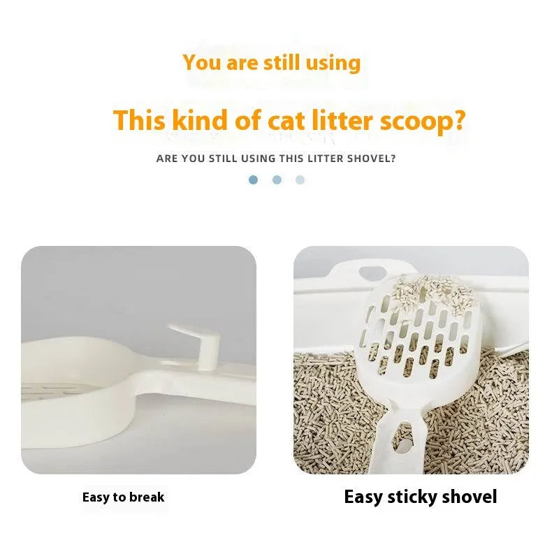Black metal cat litter scoop with narrow tines for sifting litter