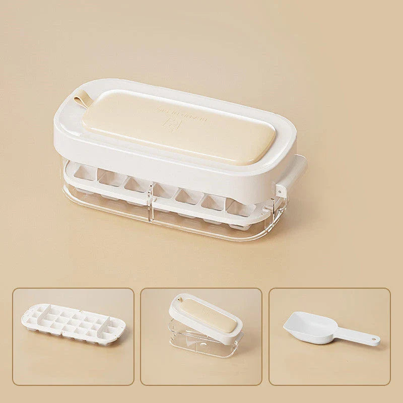 High-capacity ice cube tray with ice shovel for effortless freezing and ice cube removal