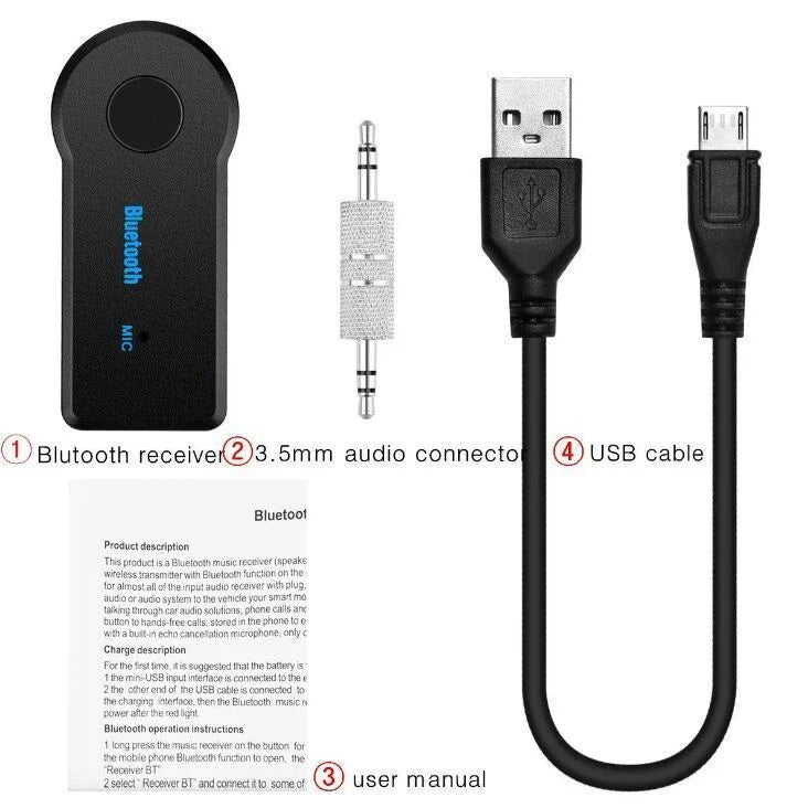 3-in-1 Bluetooth Wireless Audio Adapter with USB Charging, Microphone, and TF Card Reader