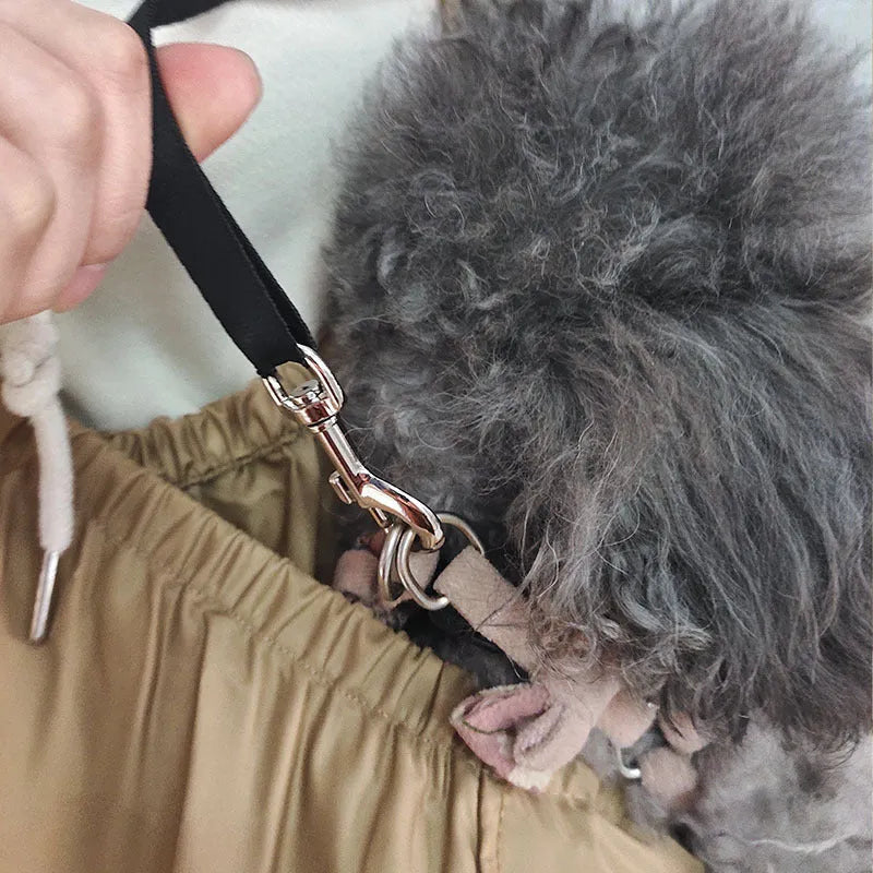 Pet dog travel breathable backpack in brown with double-sided twill fabric, M size