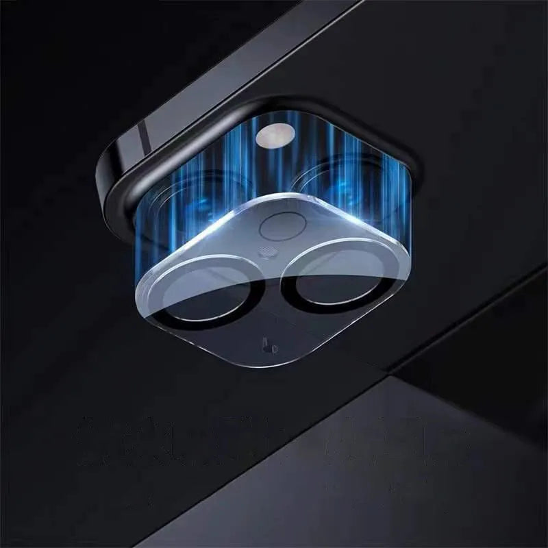 Screen printing 3D radian tempered glass lens protection film for iPhone with black luminous ring