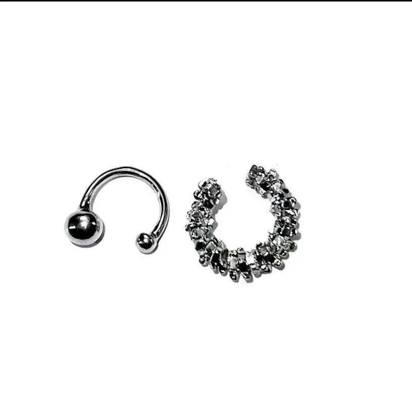 Geometric frosty finish ear clip earrings with irregular shapes and double clip mechanism