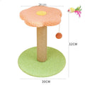 Cat scratcher with sisal winding, solid wood bottom, and teasing toys in pink love colour option