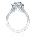 Copper ring with full diamond zircon inlay, gold-plated, white gold colour, size 7