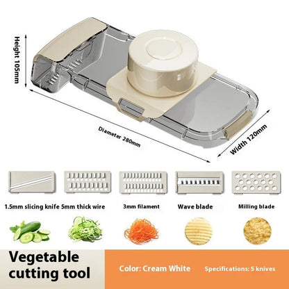 2in1 multifunctional vegetable cutter with five replaceable blades for efficient food preparation
