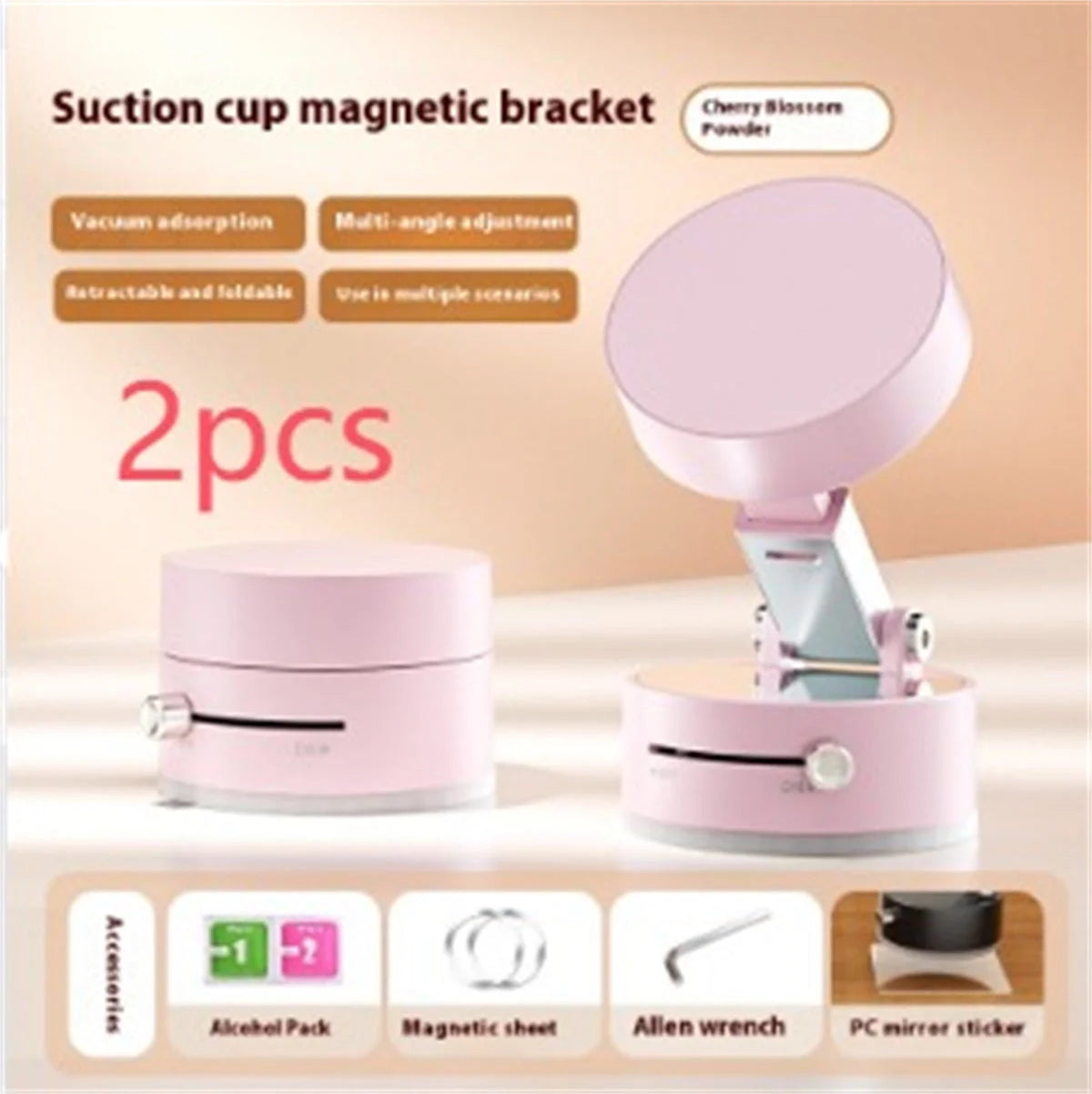 Foldable magnetic vacuum car phone holder in various colours
