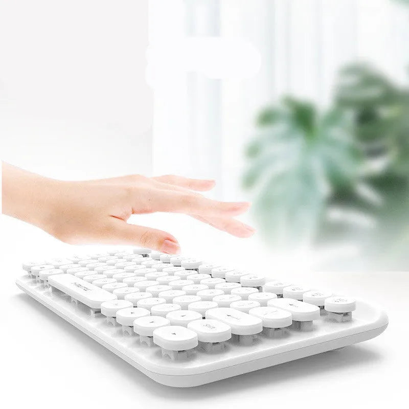 Mini 2.4G wireless punk keyboard in white with 75 keys and USB adapter
