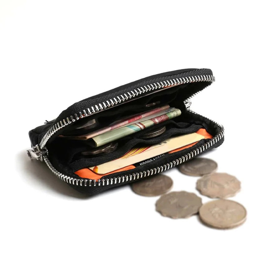 Compact RFID Anti-theft Wallet in black, dark gray, Army Green, and dark blue