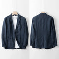 Men's linen casual jacket in solid colour with long sleeves and loose fit