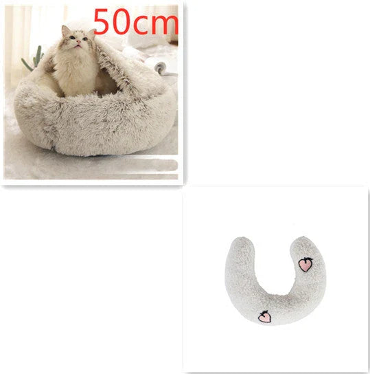 Warm plush pet bed for cats and dogs in various colours and sizes