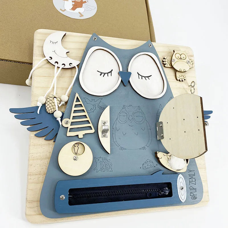Wooden Montessori unlock toy for baby table game in cat style