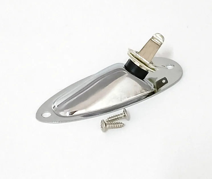 Black and silver alloy ST boat socket for electric guitar and bass input jack.